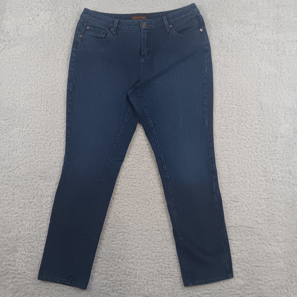 Coldwater Creek Jeans Straight Leg Women 10P Dark Blue Stretch Denim 4014552